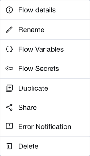 The error notification option in the kebab menu