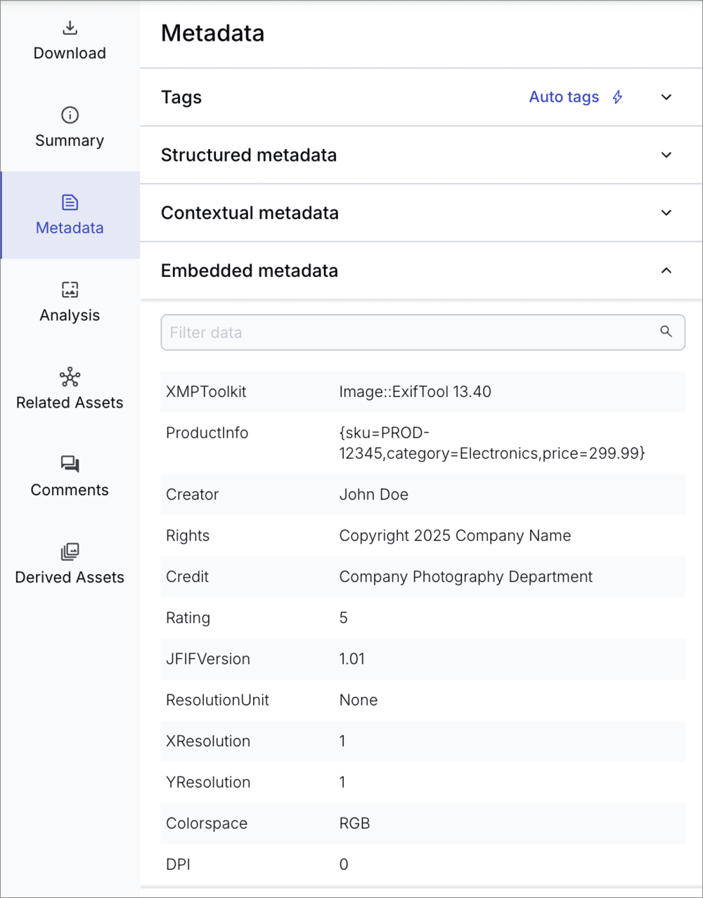 Embedded Metadata Embedded Metadata