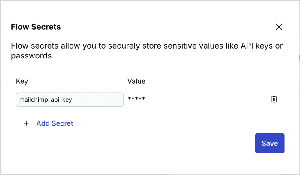 Setting flow secrets