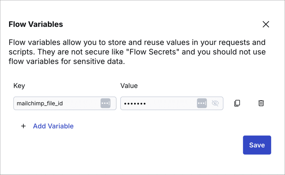 Setting flow variables