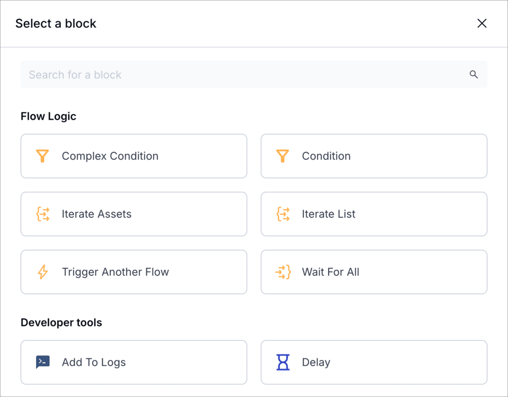 The select a block dialog