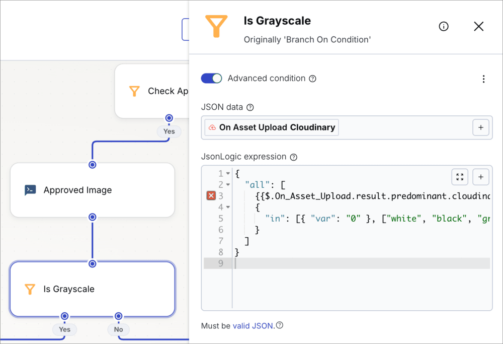 Branch On Condition - is grayscale configuration