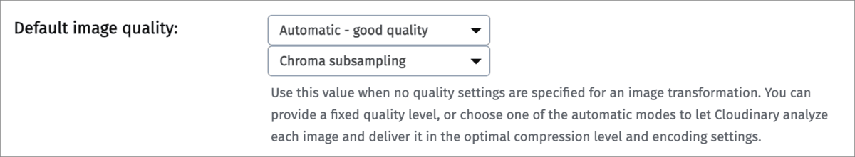 Default image quality setting