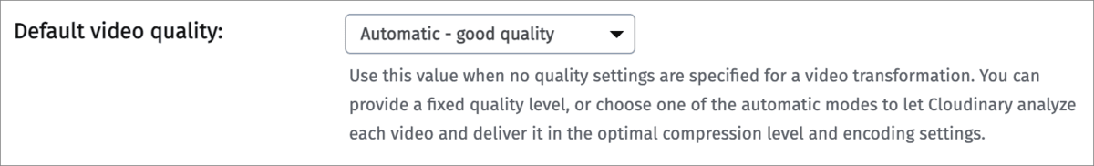 Default video quality setting