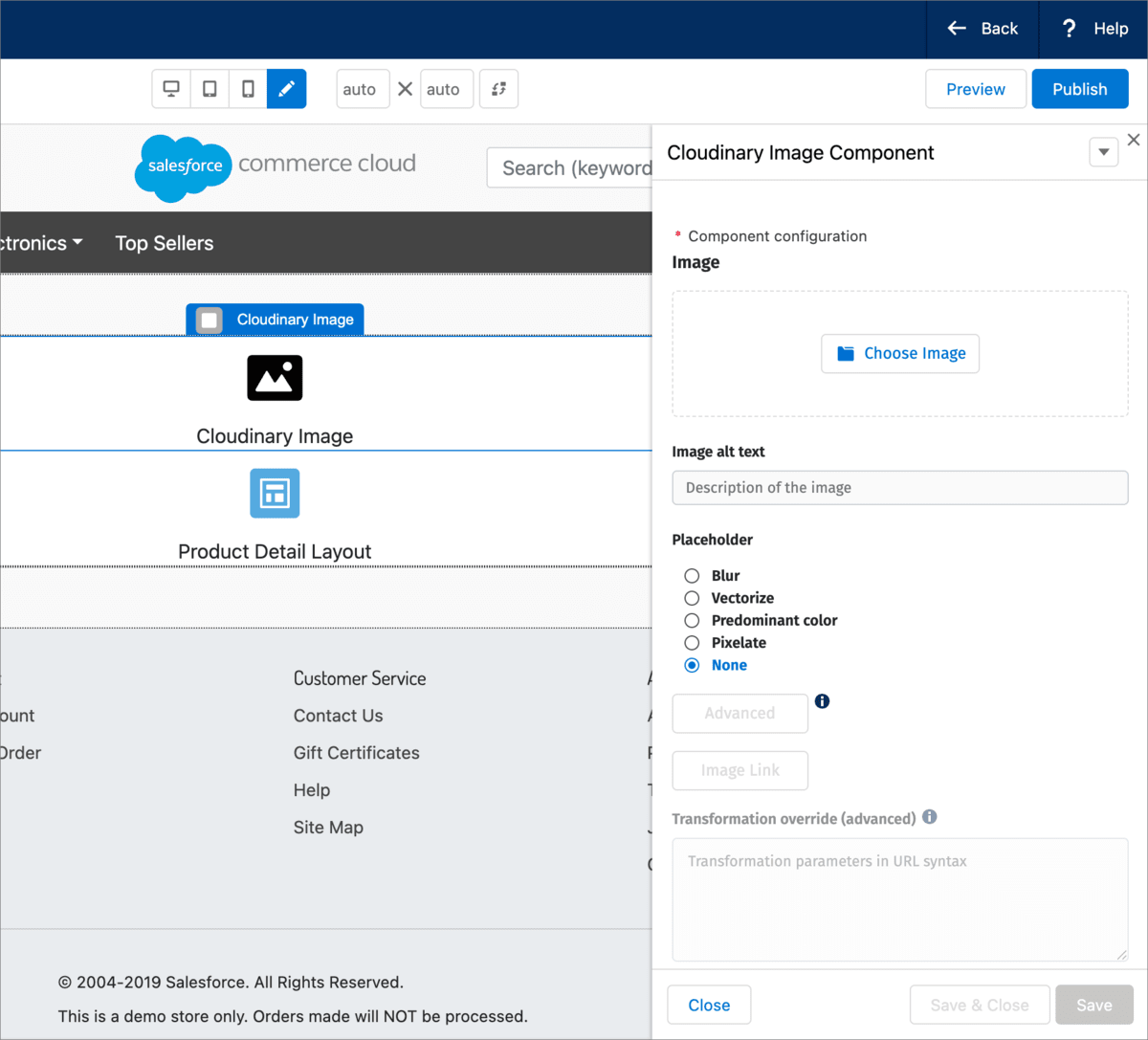 Select a Cloudinary Image Component