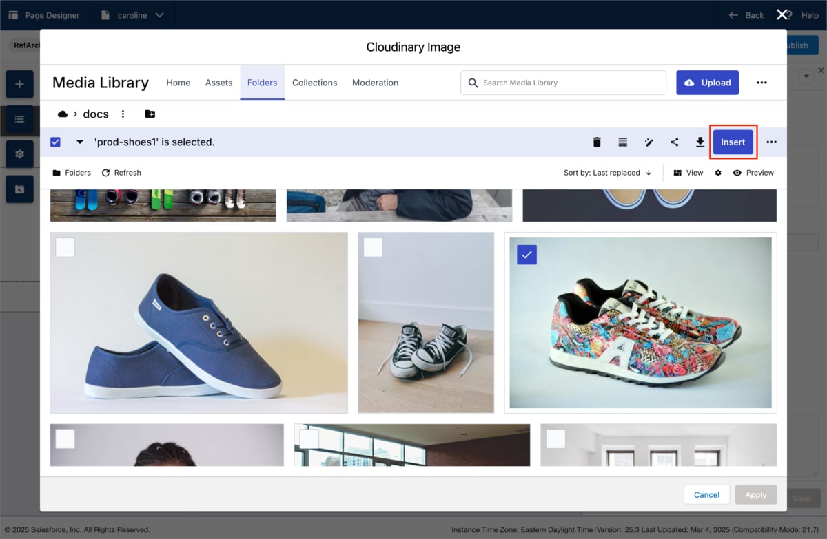 Insert an image from Cloudinary