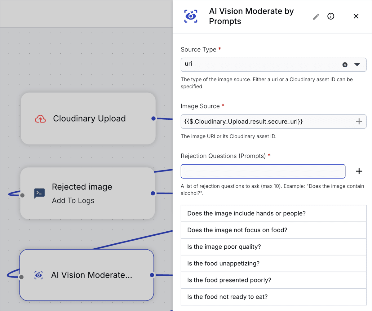 AI Vision moderate by prompts
