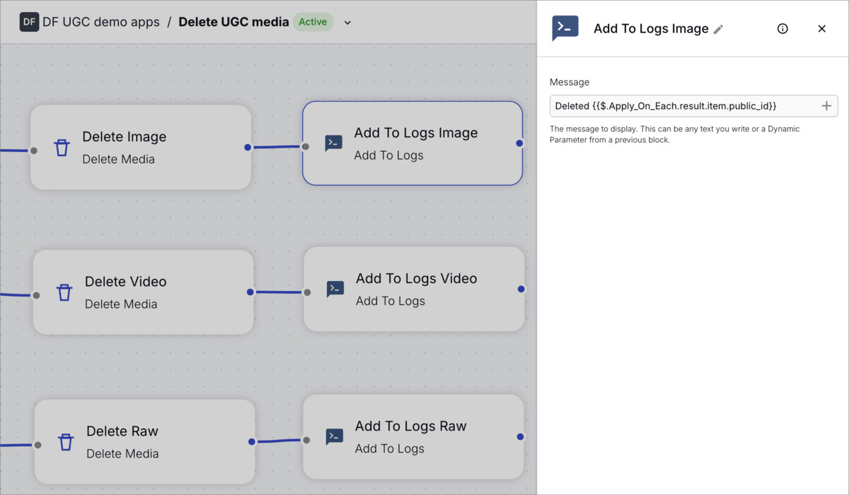 Add To Logs configuration