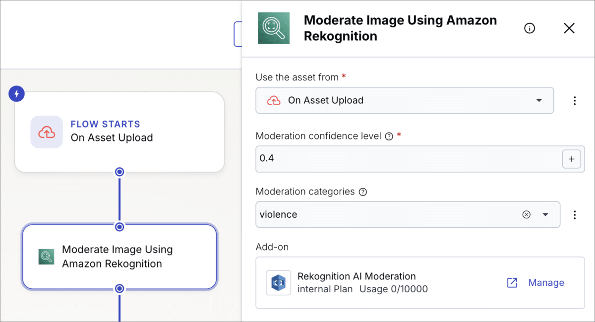 Moderate Image Using Amazon Rekognition configuration