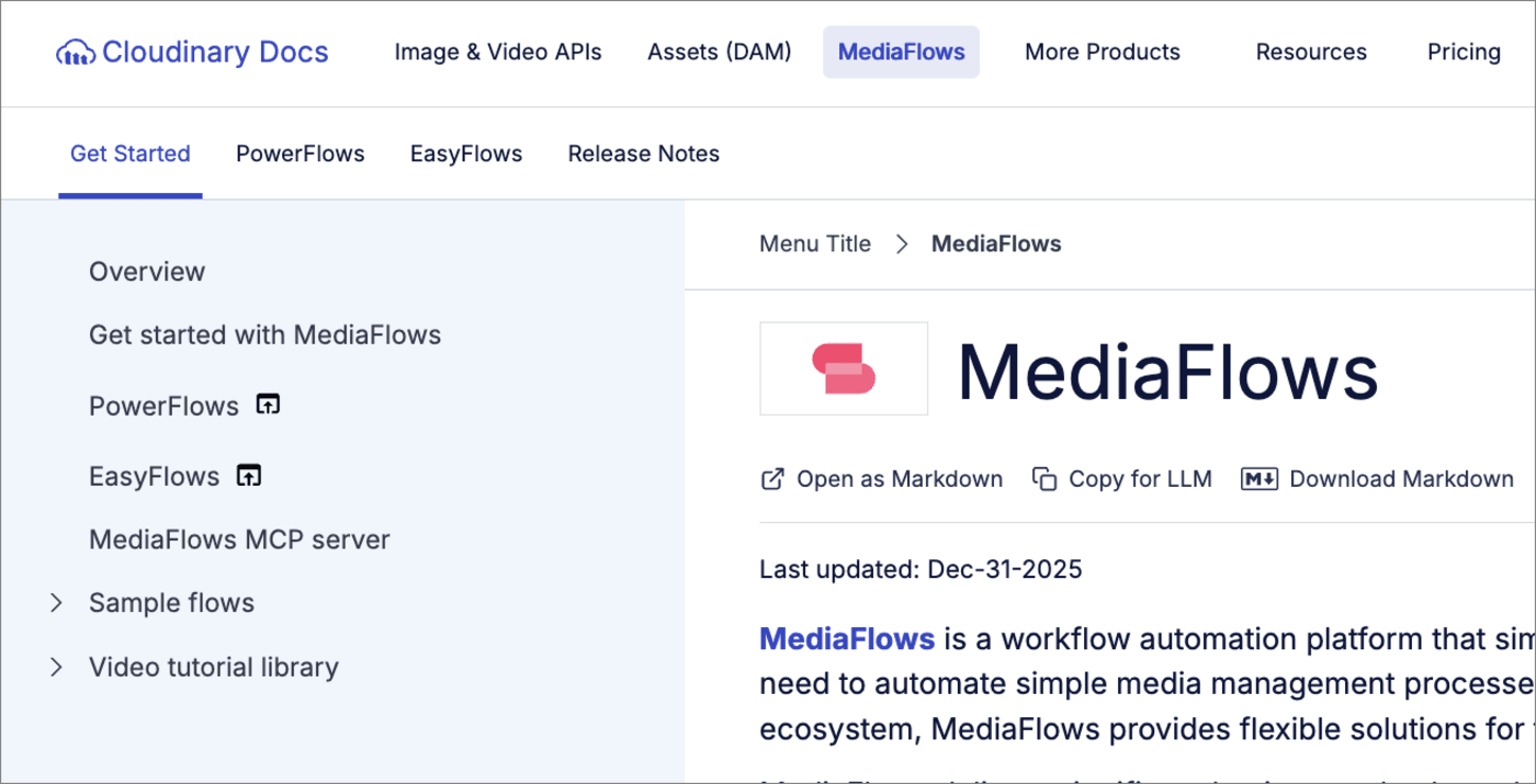 New MediaFlows docs structure New MediaFlows docs structure