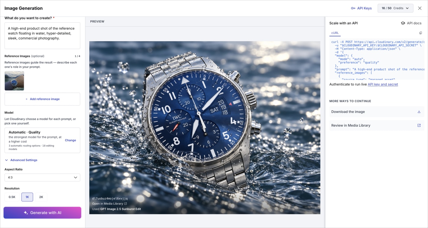 Image Generation details page