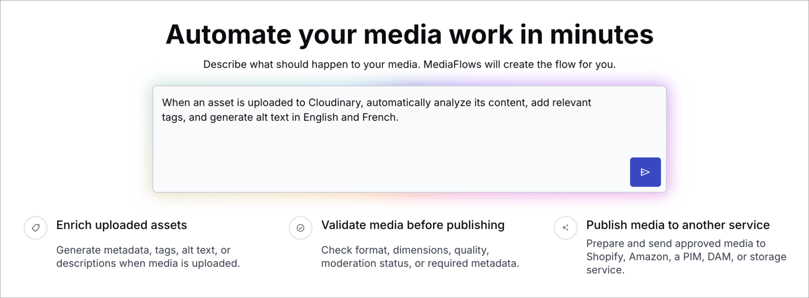 The prompt box on the MediaFlows home page