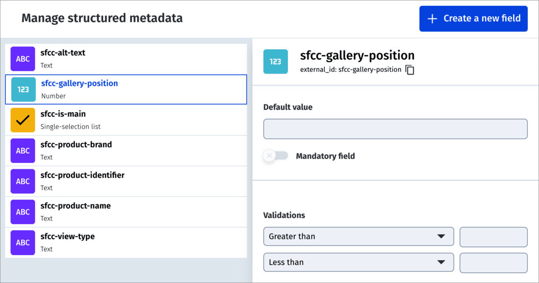 Structured metadata fields