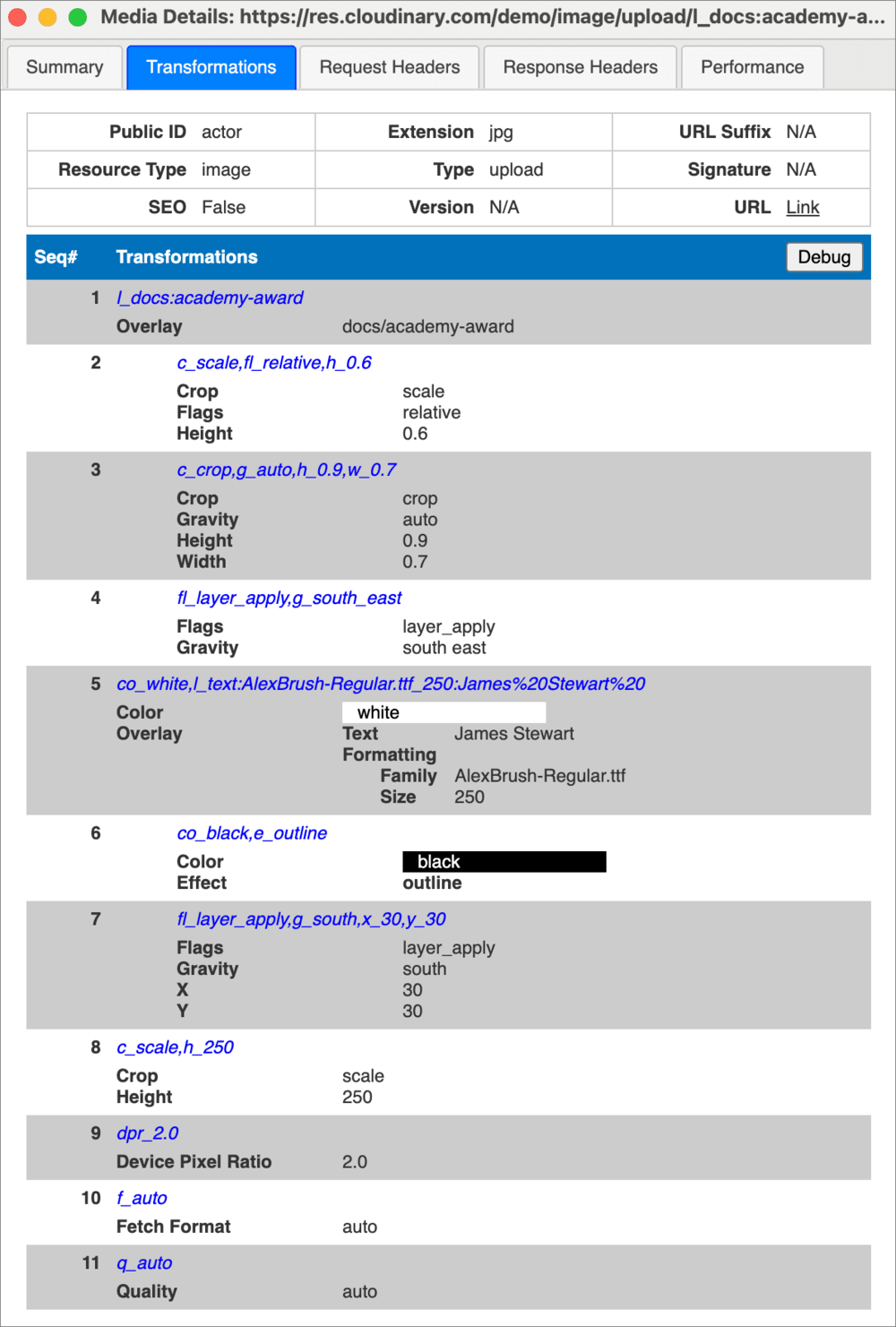 Transformation tab Transformation tab