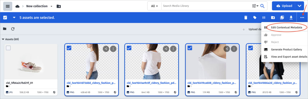 Media library asset toolbar
