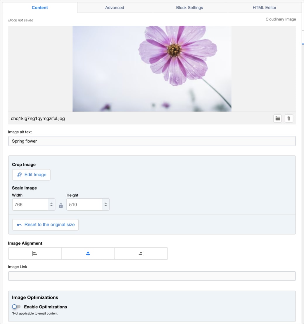 Content block configuration