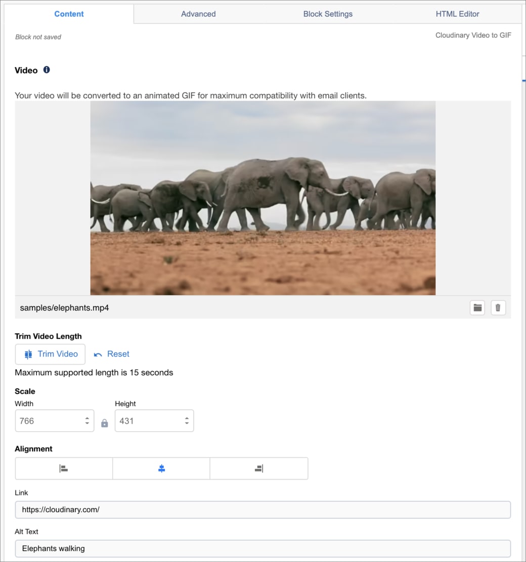 Content block configuration