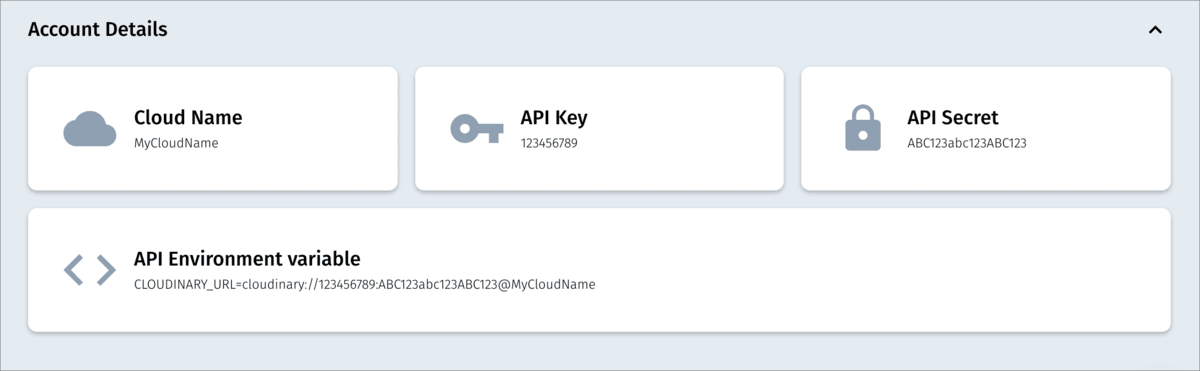 Cloudinary account details