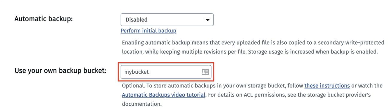 Screenshot of setting S3 bucket