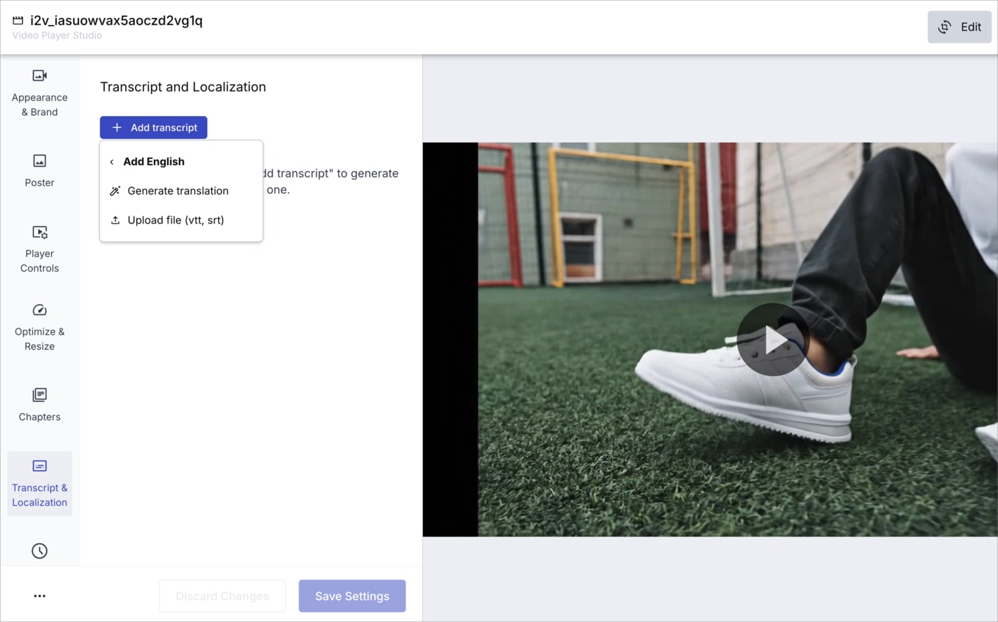 Import subtitle file menu