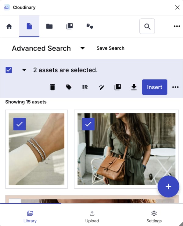 Insert from Cloudinary