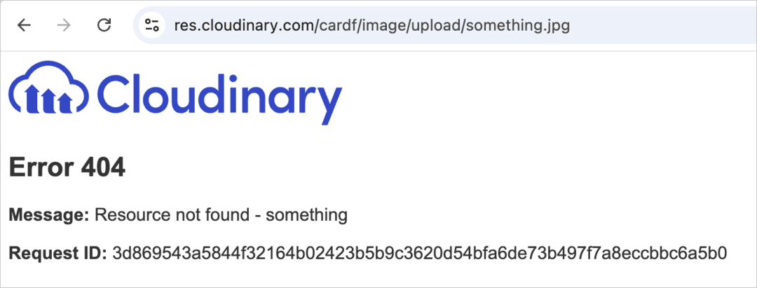 HTML error response example showing a 404 Resource not found error