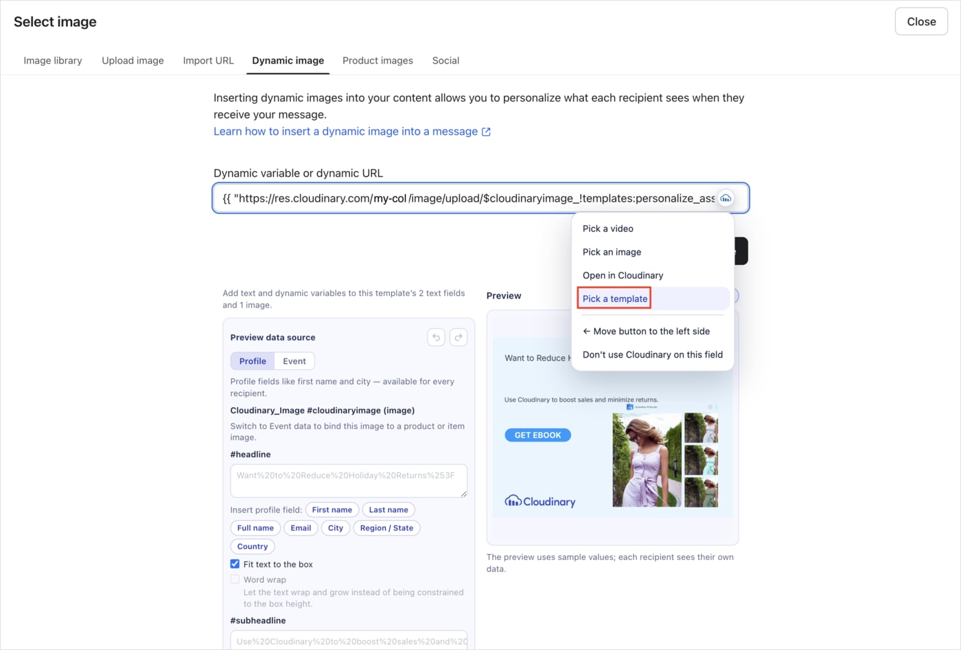 Template URL field with Chrome Extension