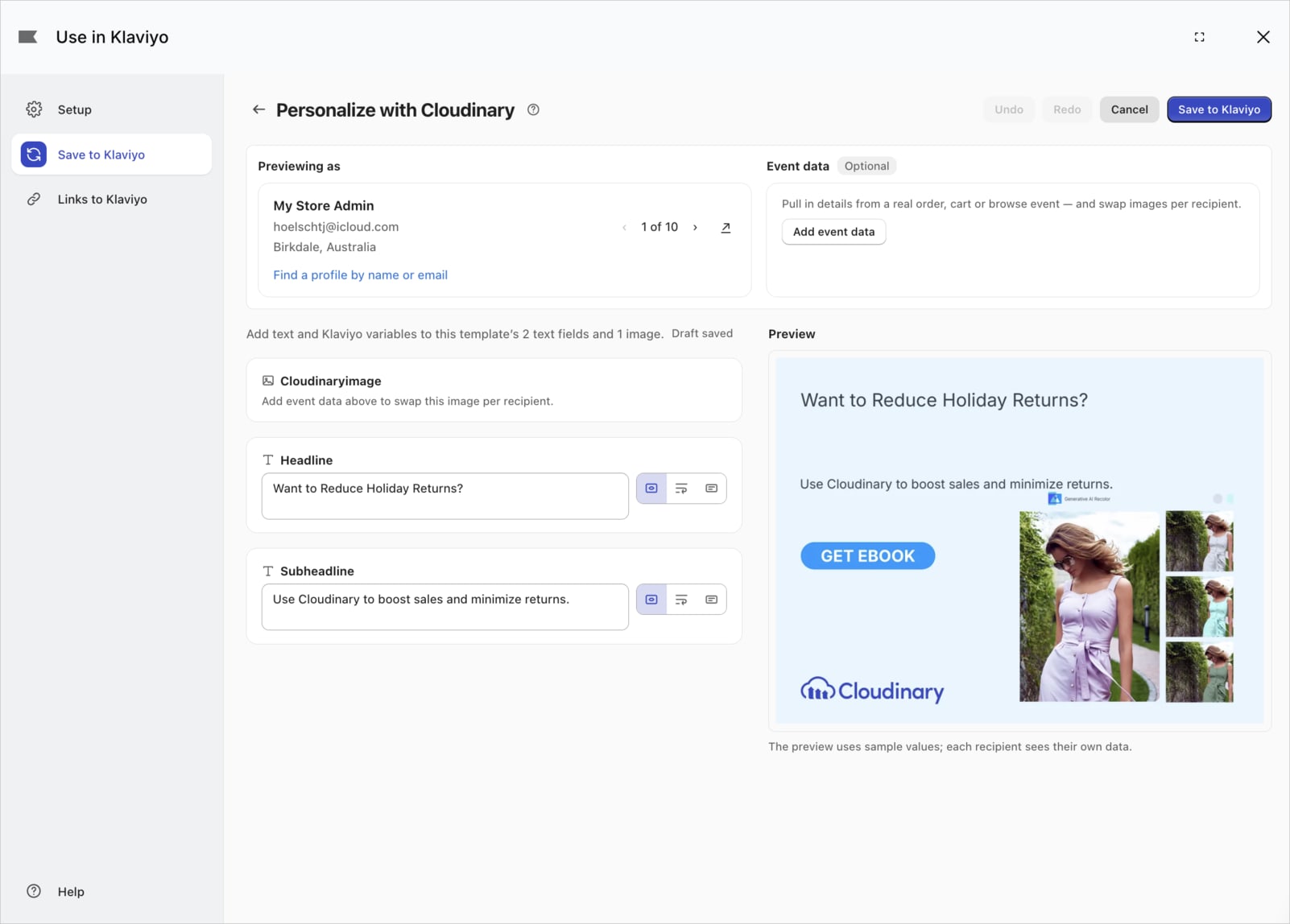 Personalize templates in Cloudinary