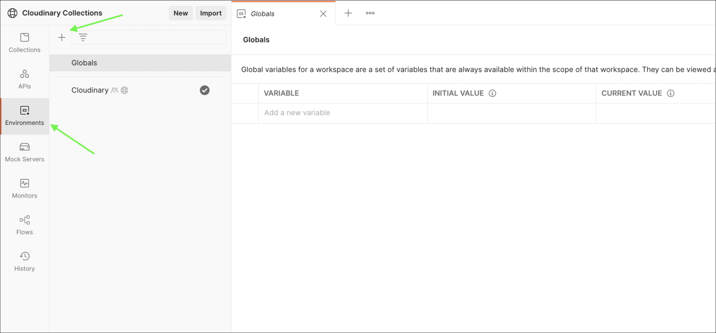 Postman environment example