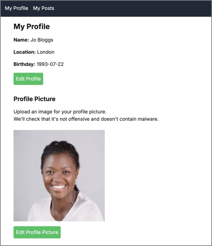 Profile page