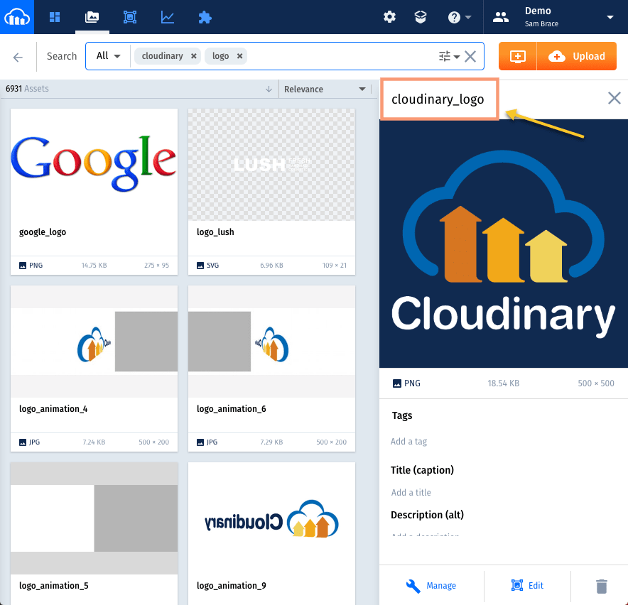 Cloudinary Logo Public ID