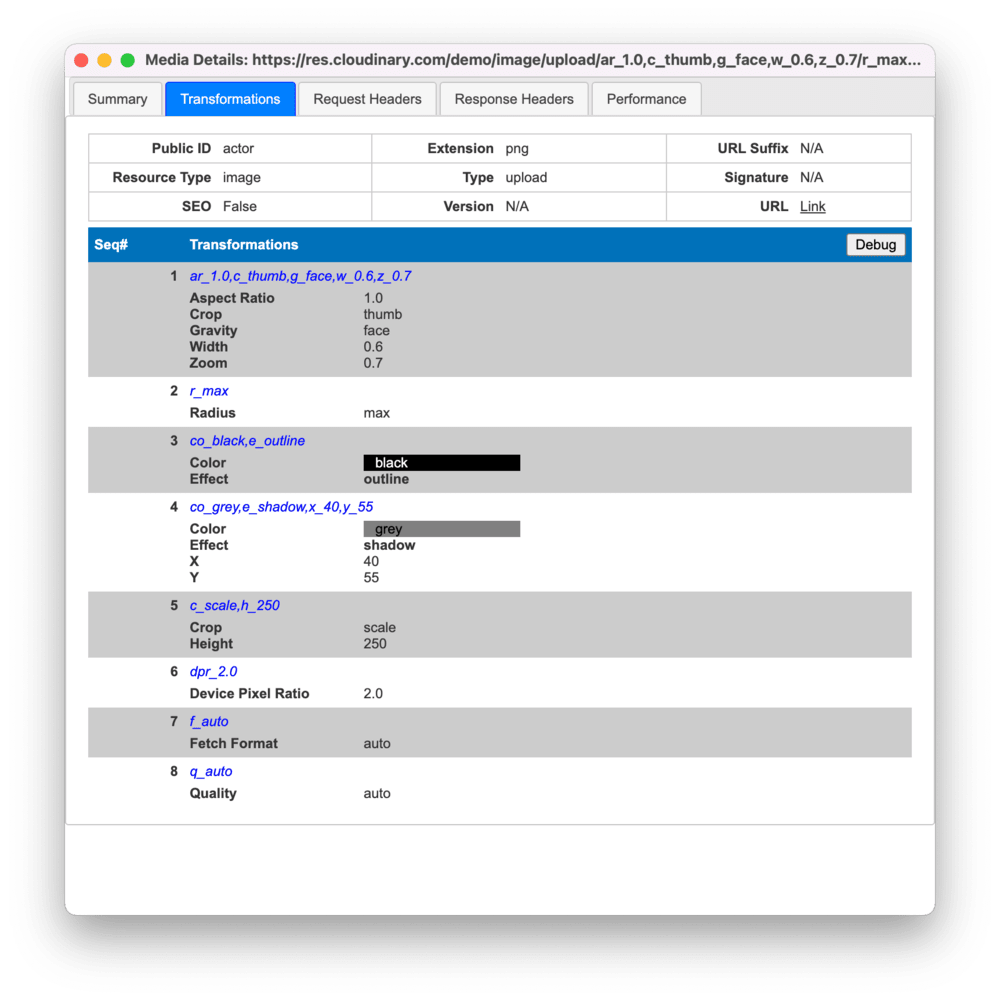 Transformation tab