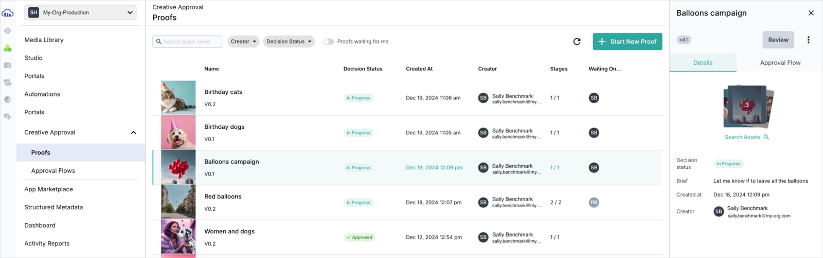 Manage Approval Proofs