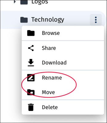 Folder move and rename options