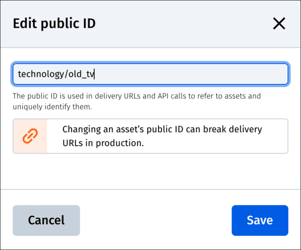 Editing a public ID in the Media Library