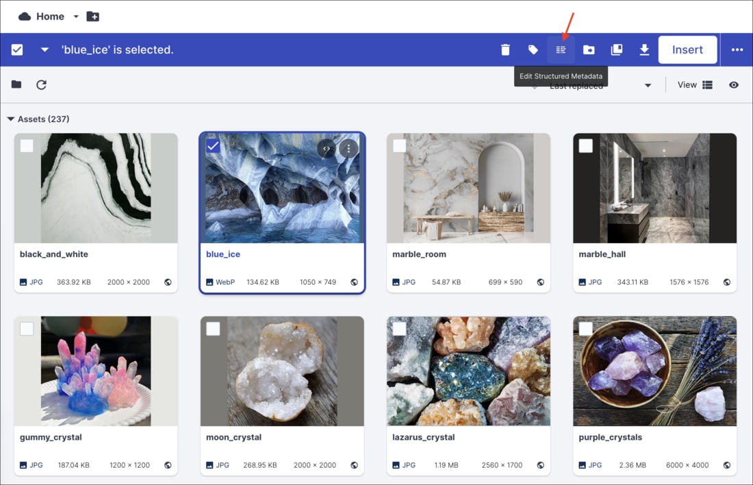 Media Library asset toolbar