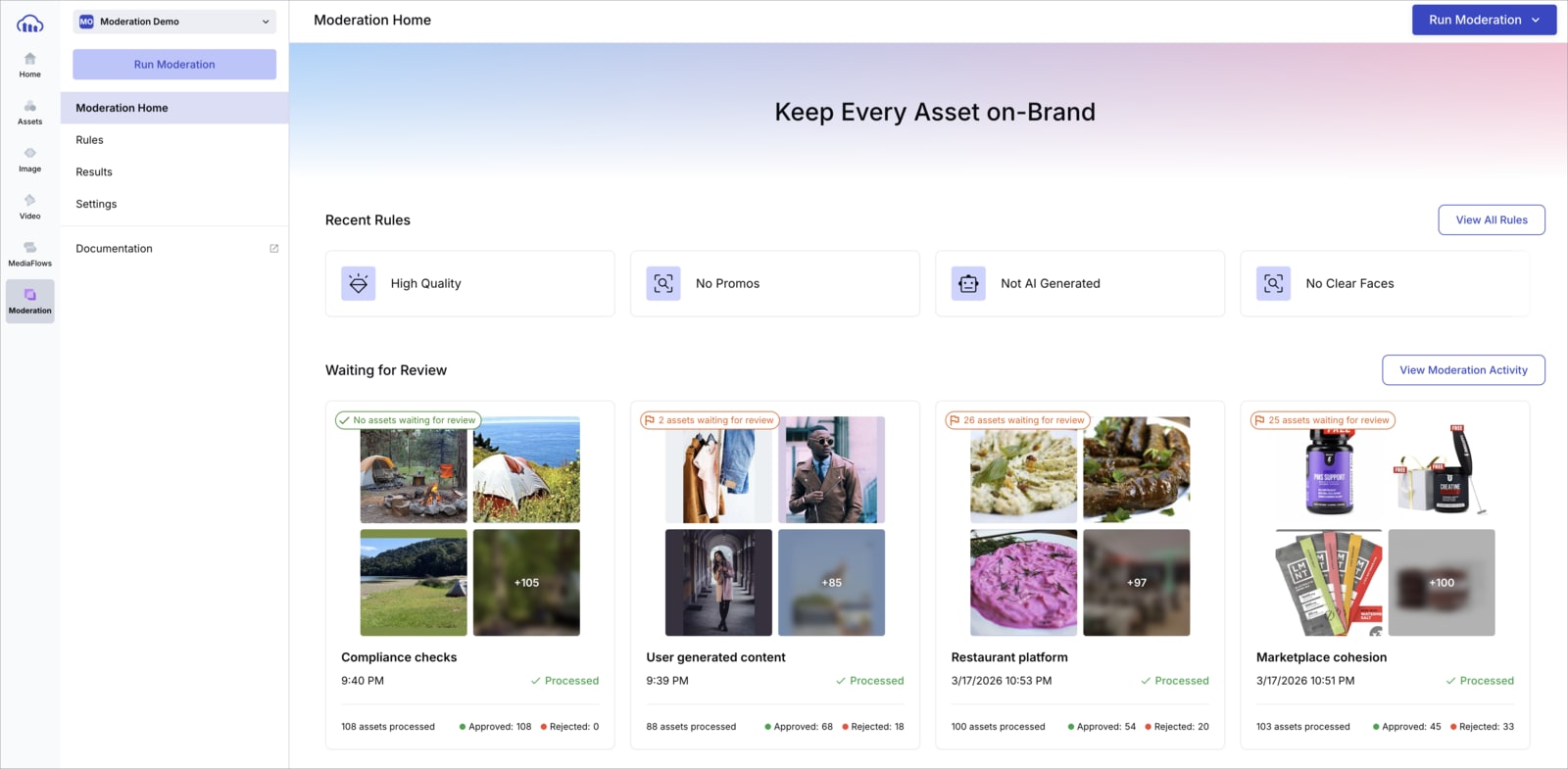 Screenshot of the Cloudinary Moderation Console