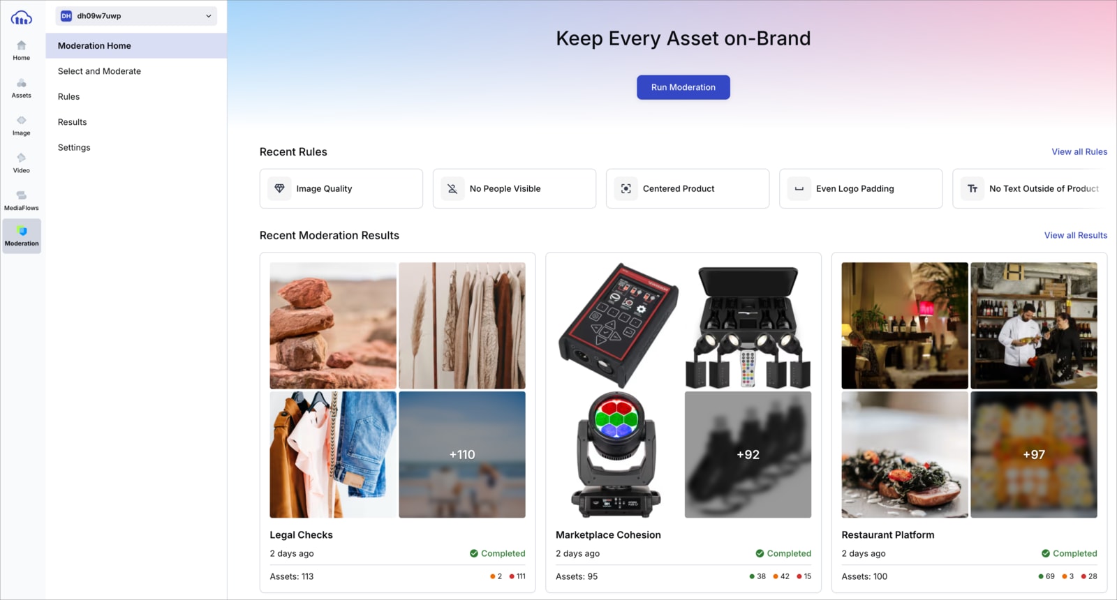 Screenshot of the Cloudinary Moderation Console