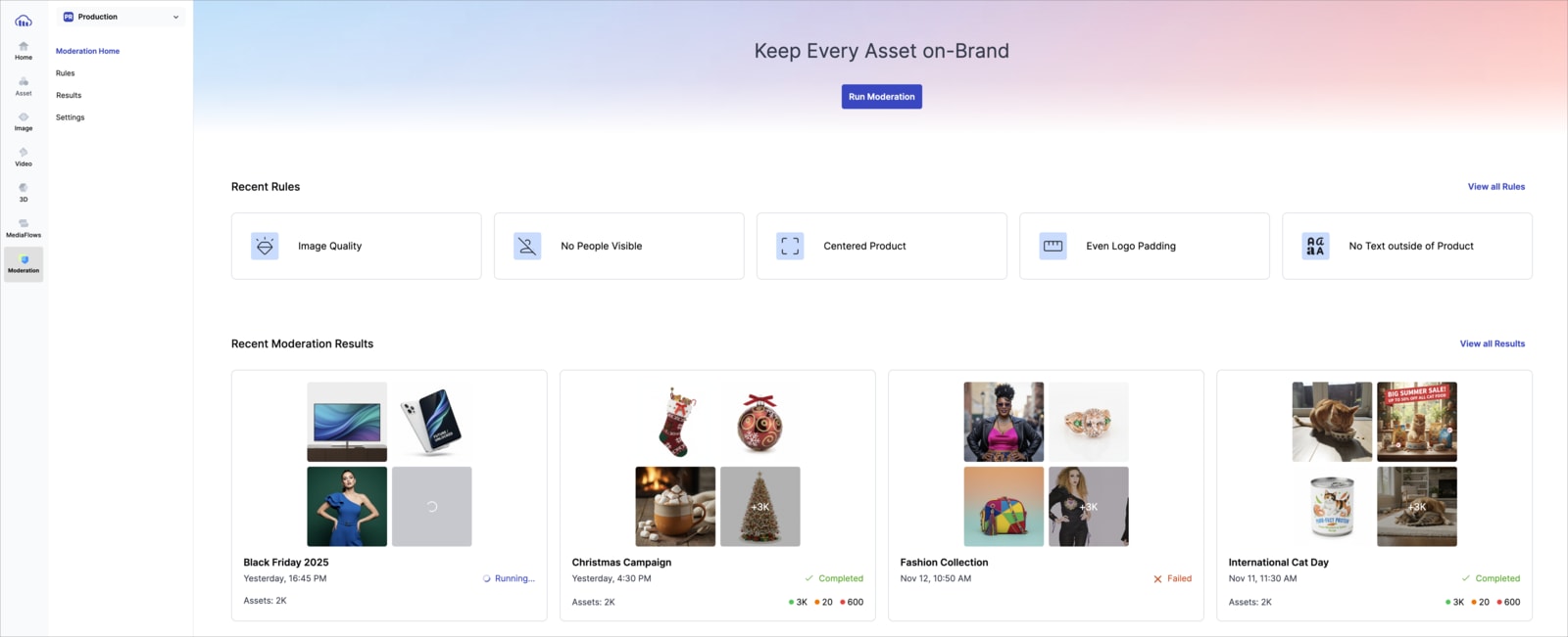 Screenshot of the Cloudinary Moderation Console