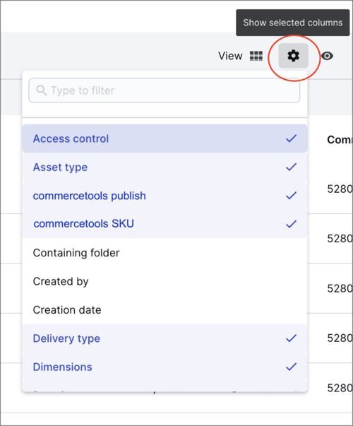 Display selected columns
