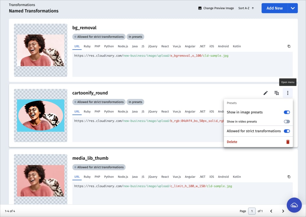 Named Transformation UI