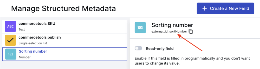 Sort structured metadata fields