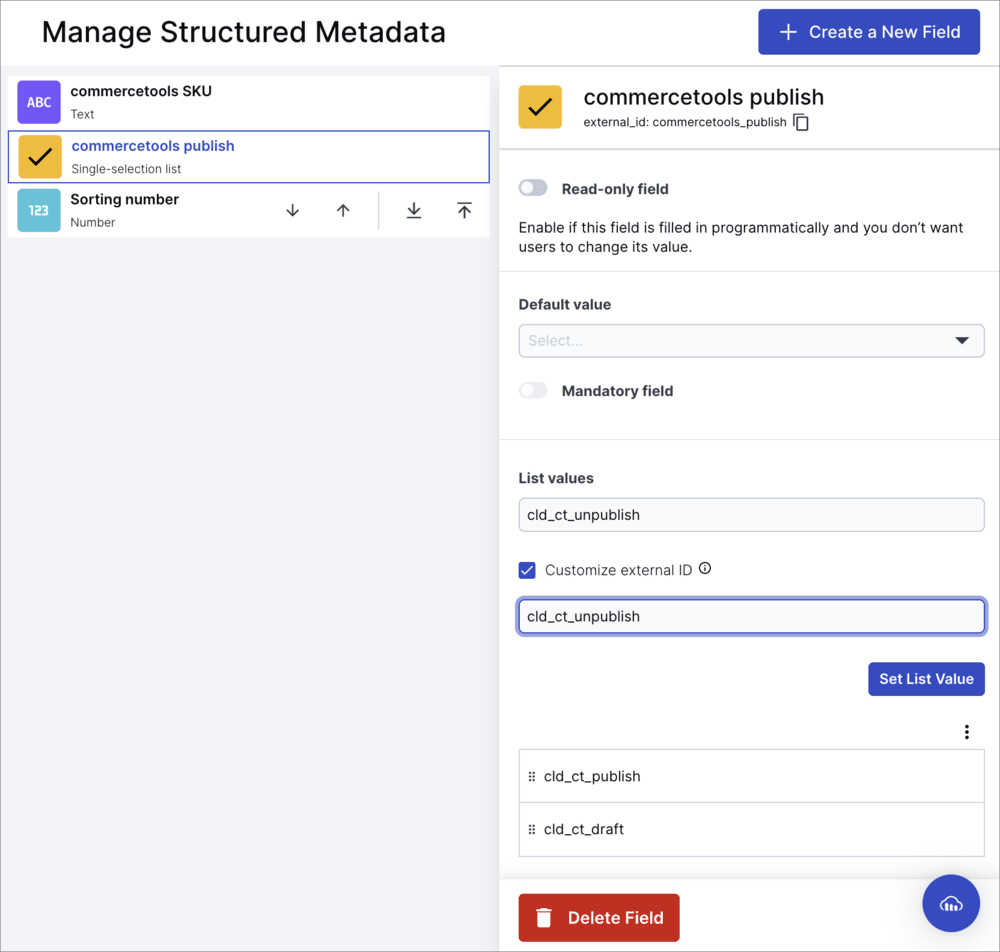 Required structured metadata fields