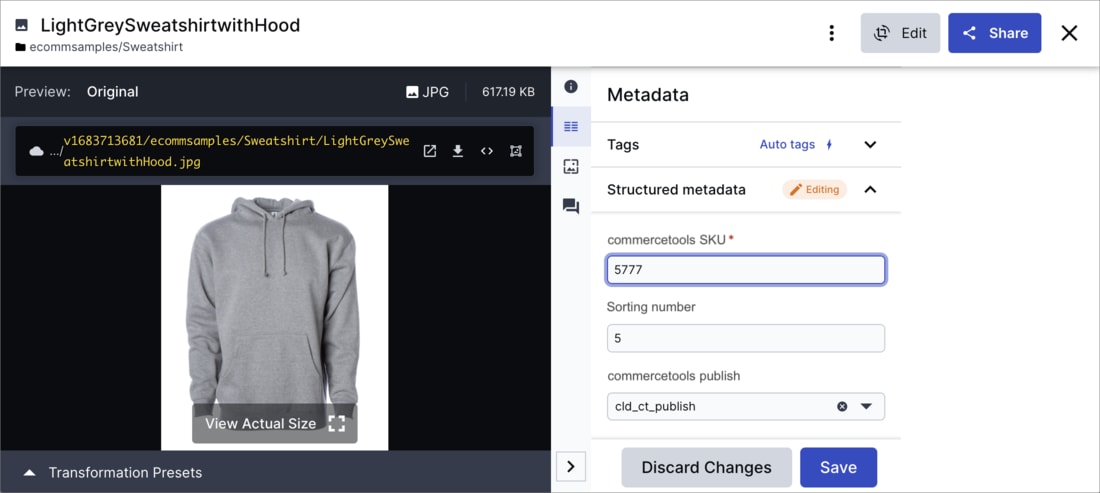 Update commercetools SKU