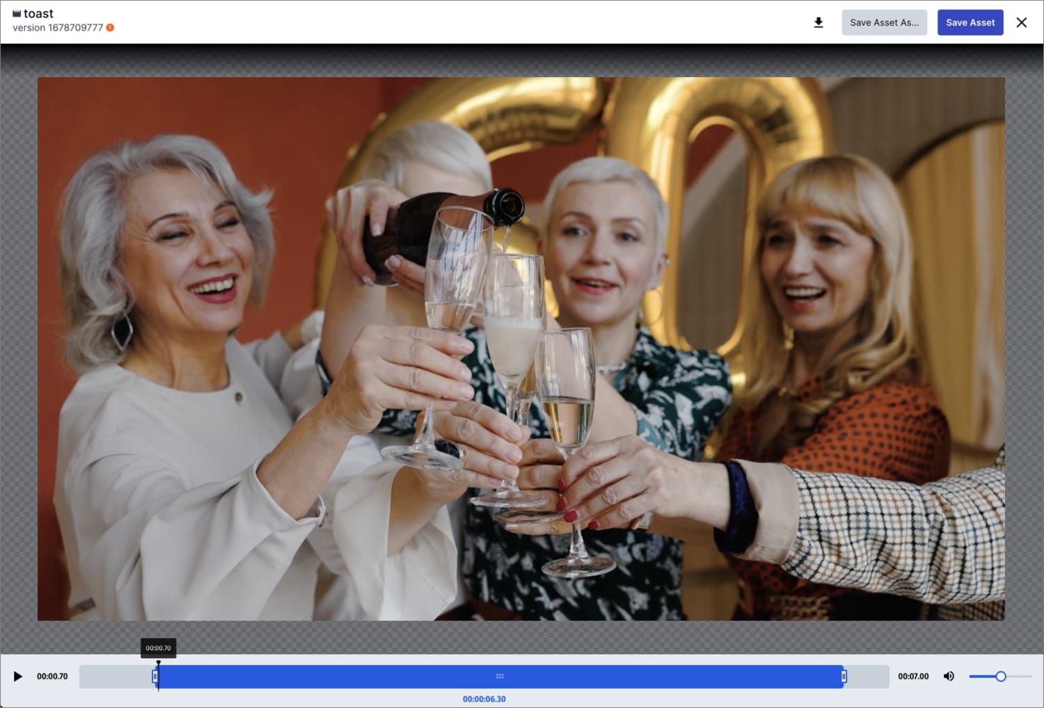 Assets Media Editor for videos