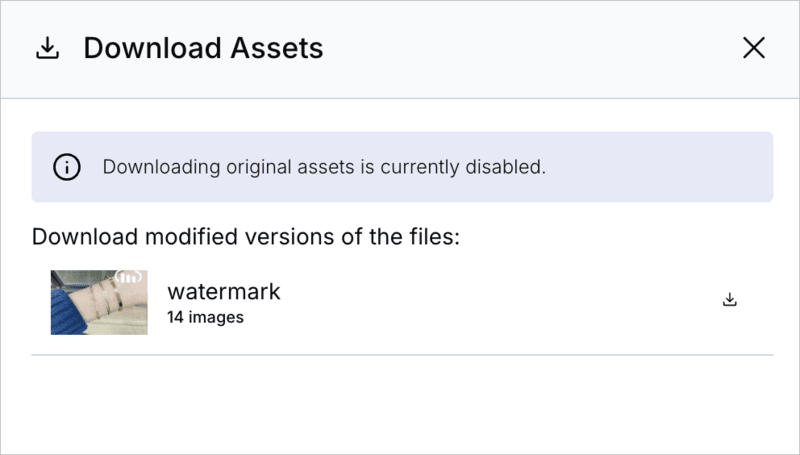 Collection webpages - only allow downloading with watermarks
