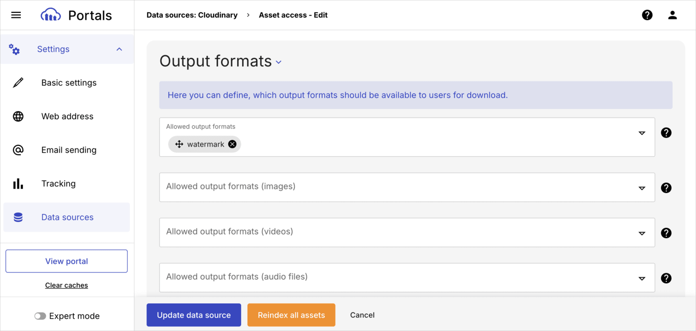 Portals - only allowing watermarked asset downloads