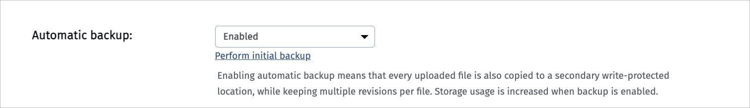 Screenshot of automatic backup setting