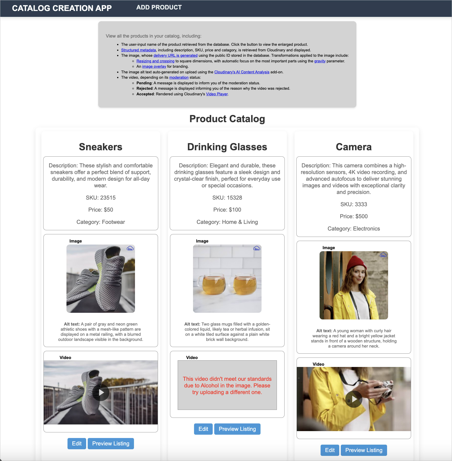 PHP Product Catalog Sample App - View Products
