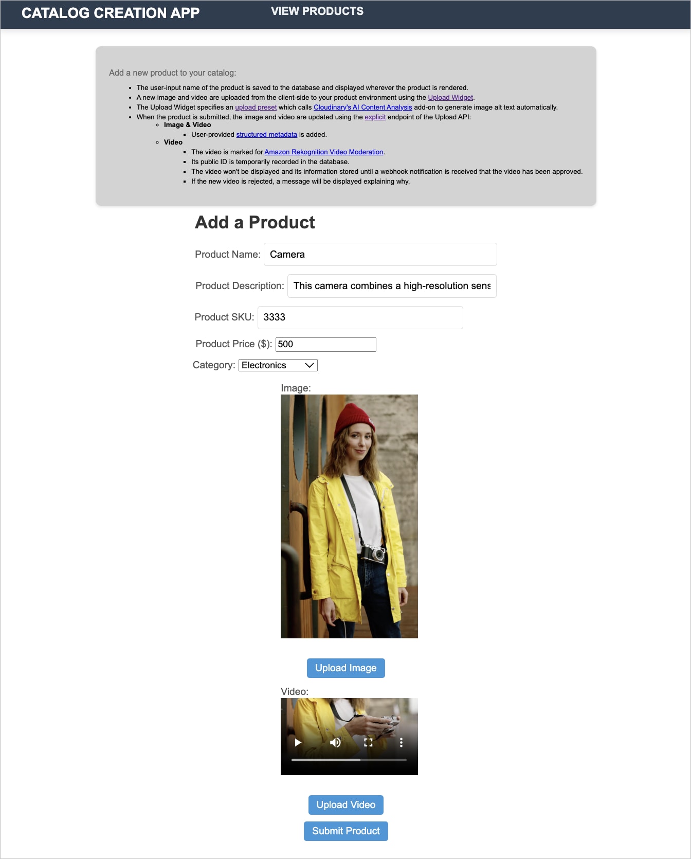 PHP Product Catalog Sample App - Add Product